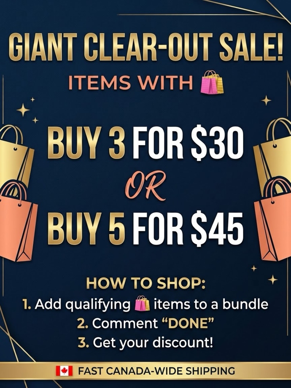 🚨 CLEARANCE SALE! BUY 3 FOR $30 OR 5 FOR $45 🛍️